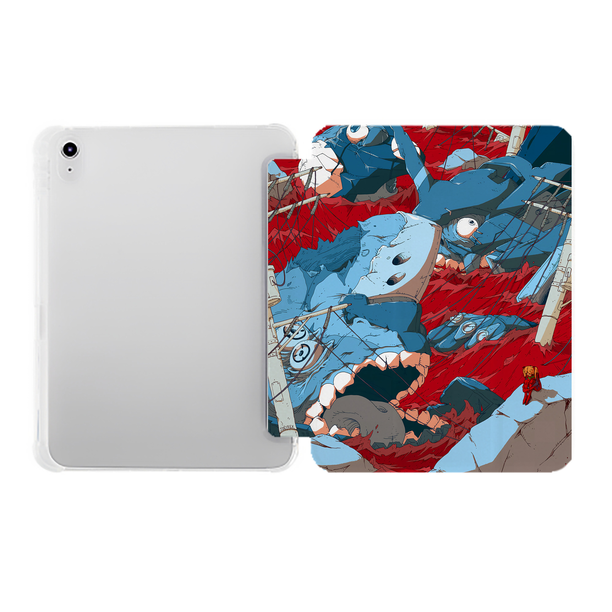 （画像用） EVA 新世紀エヴァンゲリオン IPad ケース ペン収納付き 三つ折りスタンド PUレザー×シリコン 対応機種9.5/10.5/10.9インチ